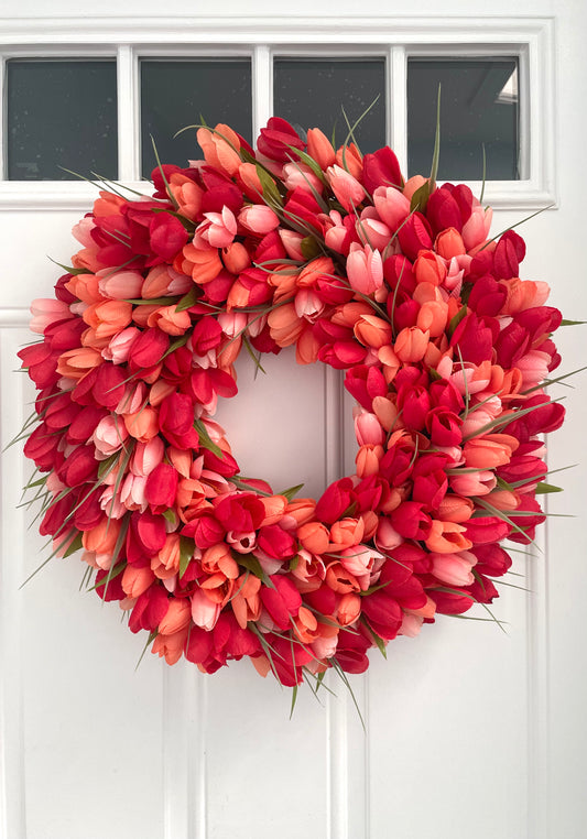 Red and Orange Tulip Wreath