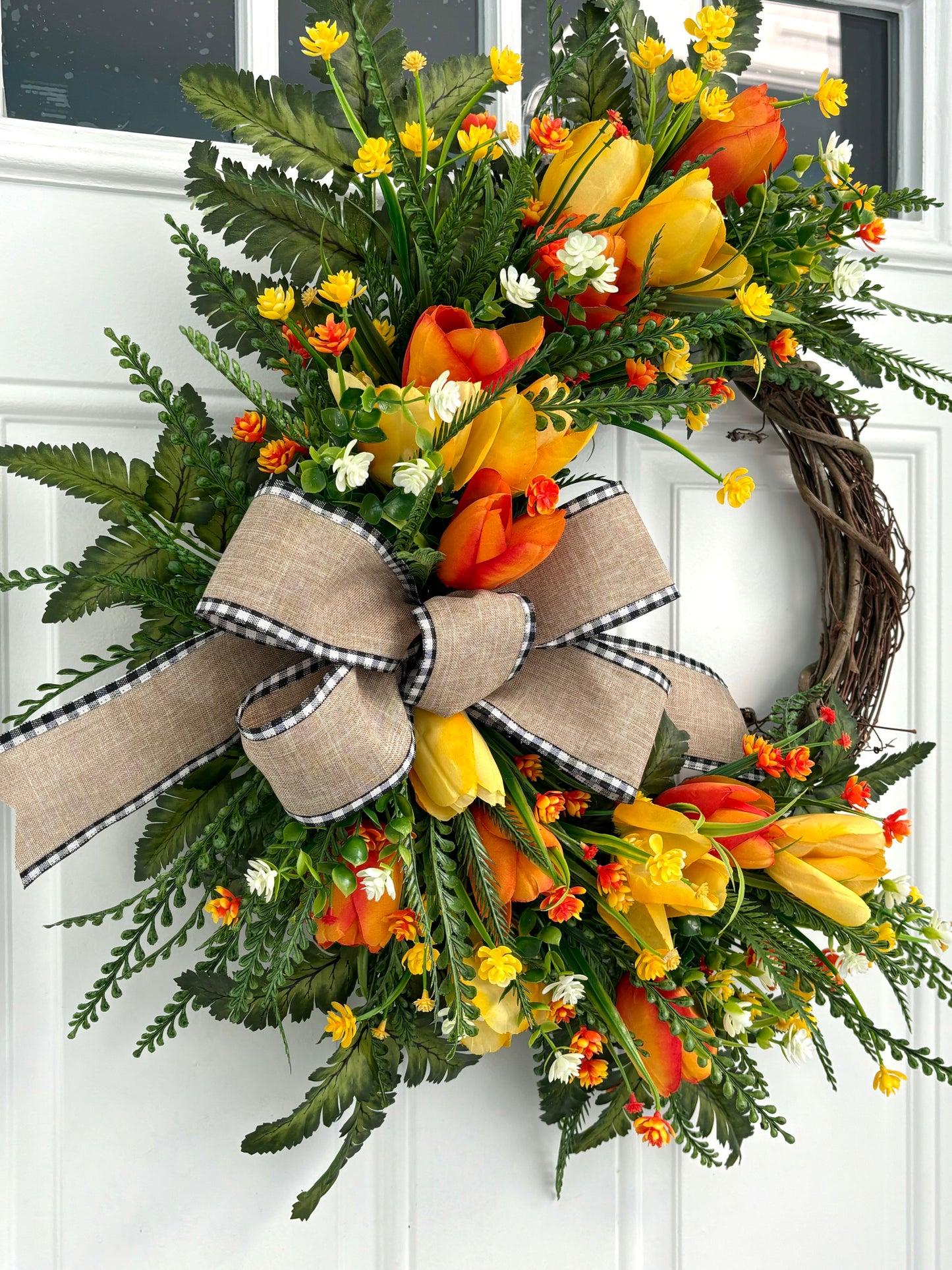 Easter Bunny Orange Tulip Wreath