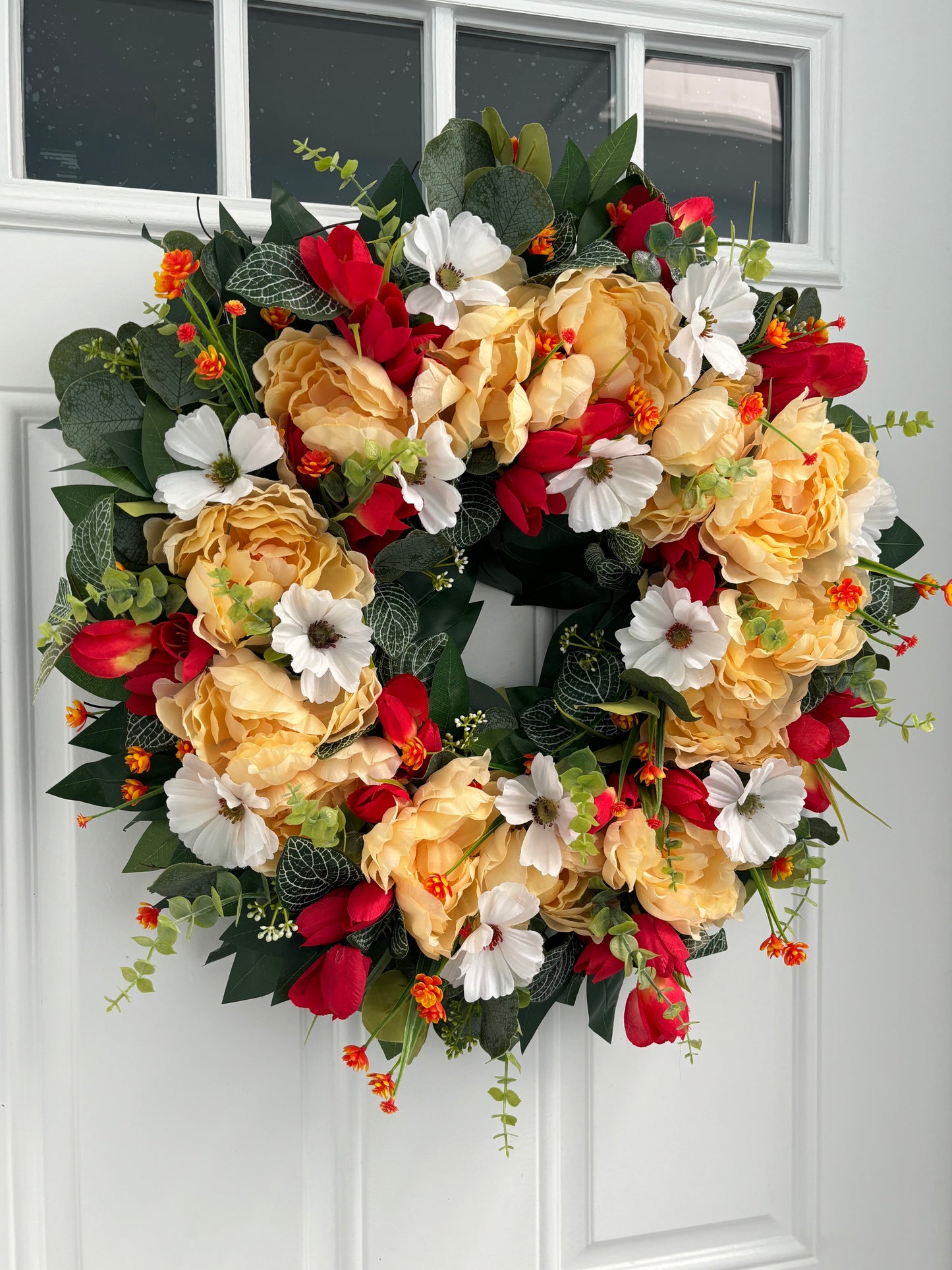 Yellow Peony Eucalyptus Summer Wreath