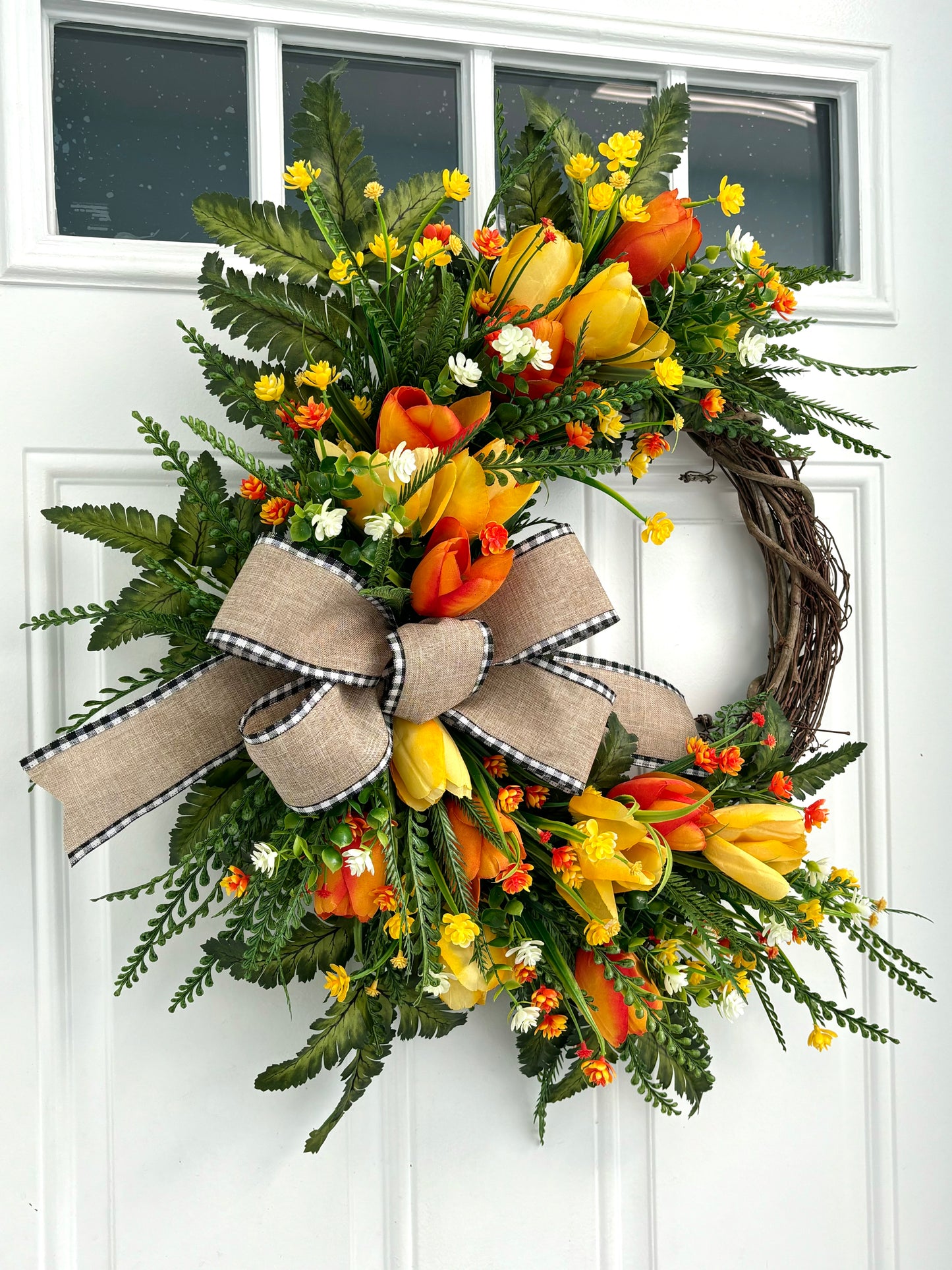 Easter Bunny Orange Tulip Wreath