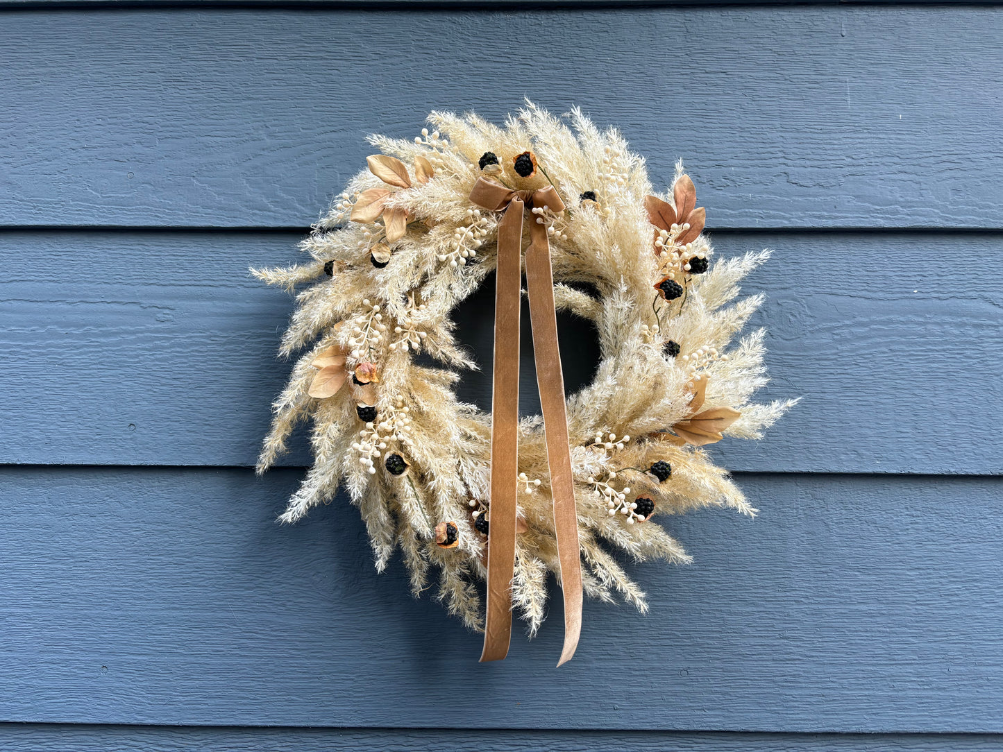 Year Round Neutral Pampas Grass Wreath