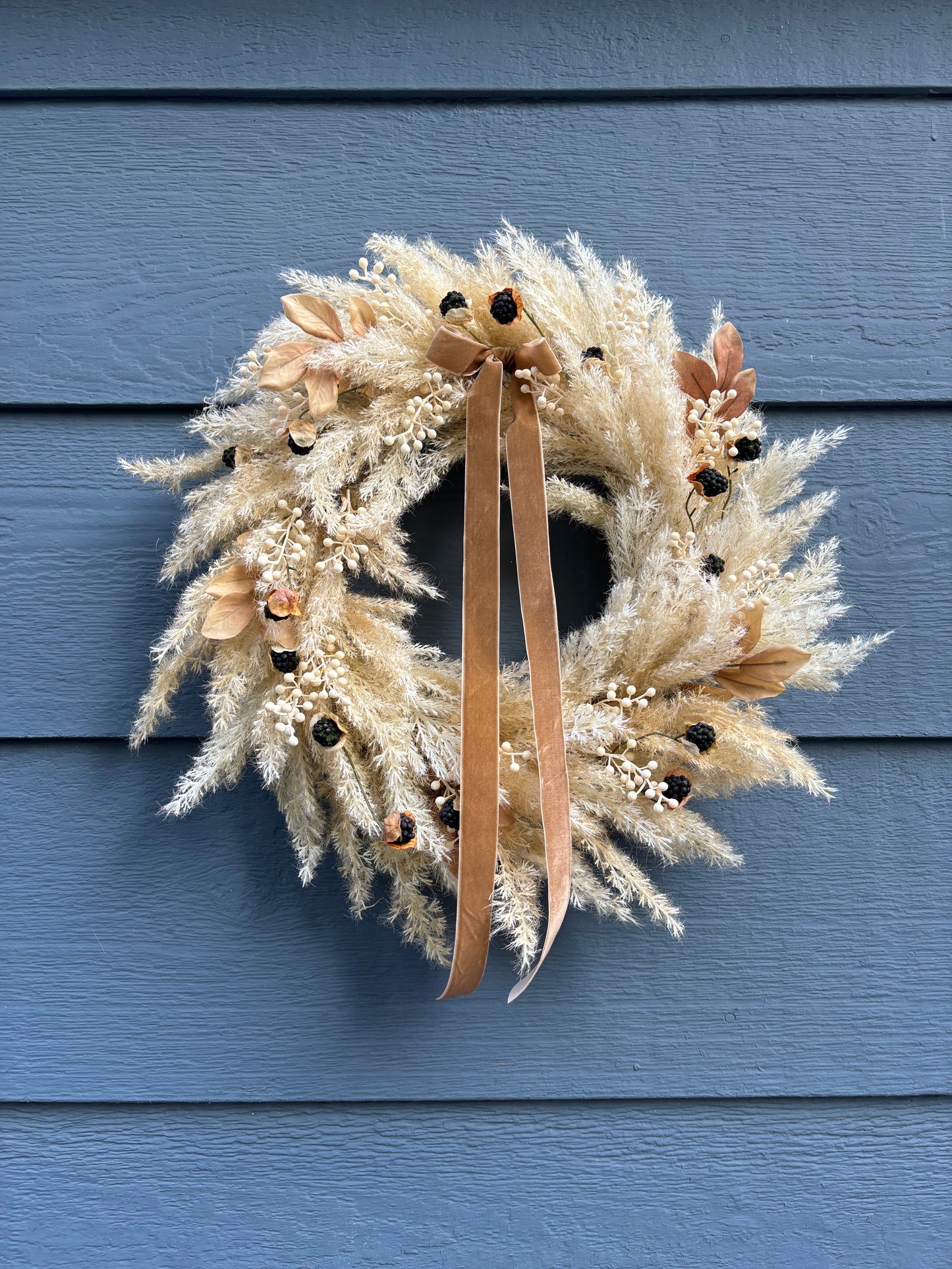 Year Round Neutral Pampas Grass Wreath