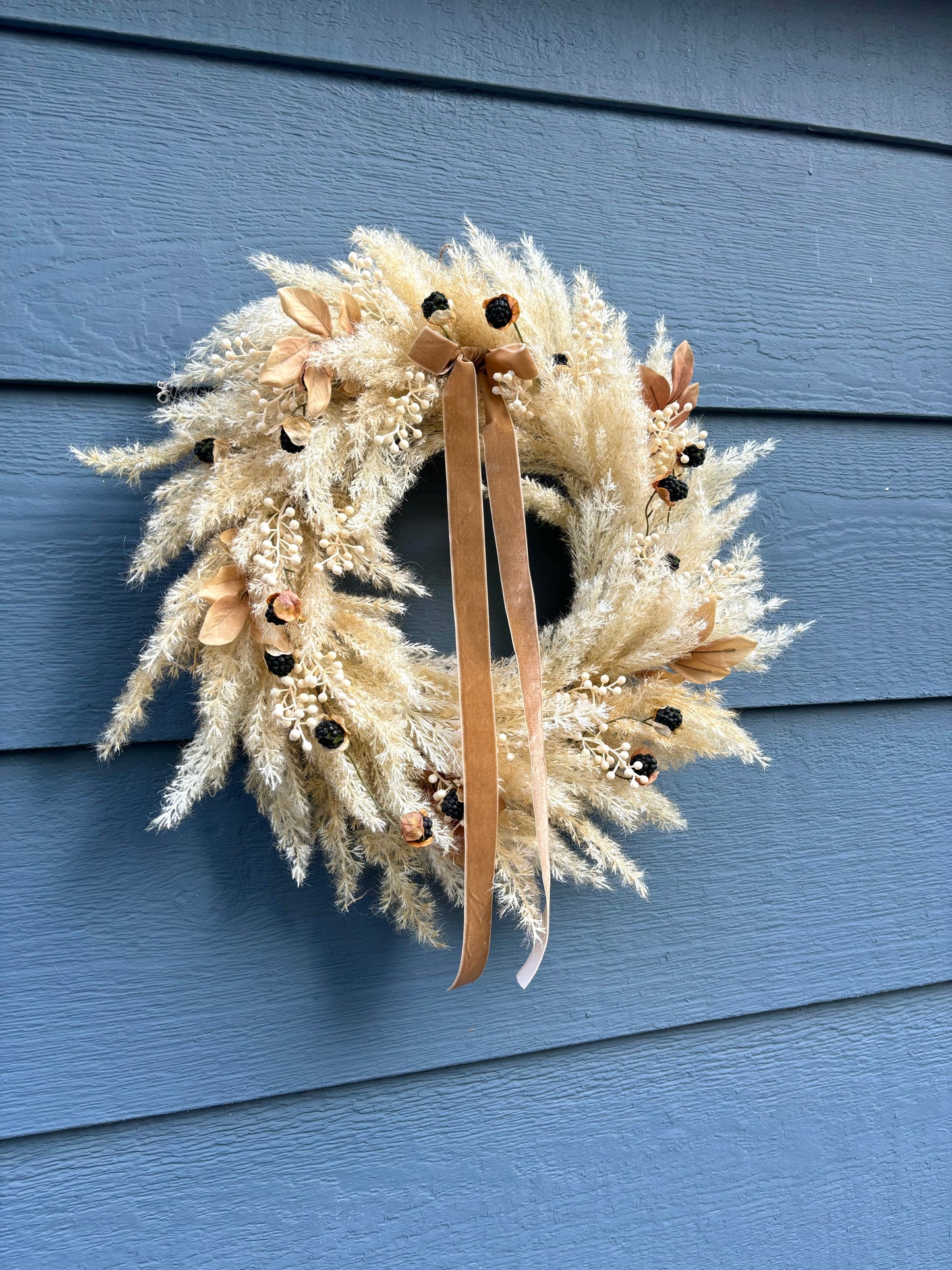 Year Round Neutral Pampas Grass Wreath