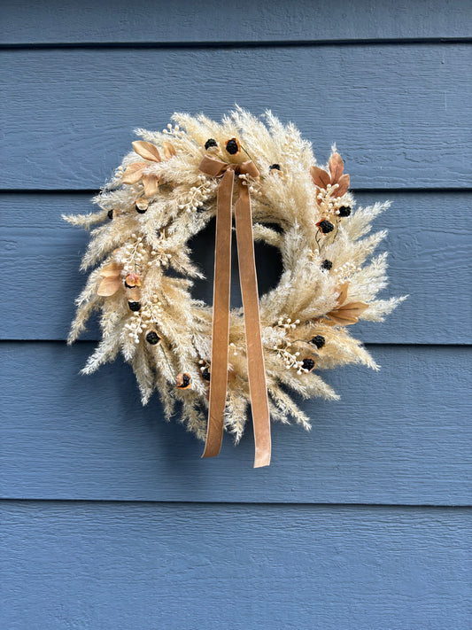 Year Round Neutral Pampas Grass Wreath