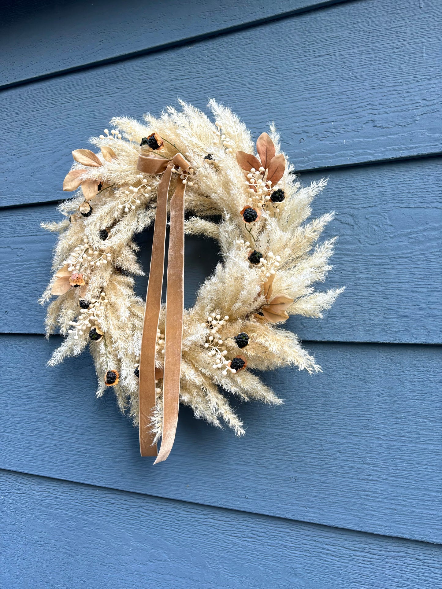 Year Round Neutral Pampas Grass Wreath