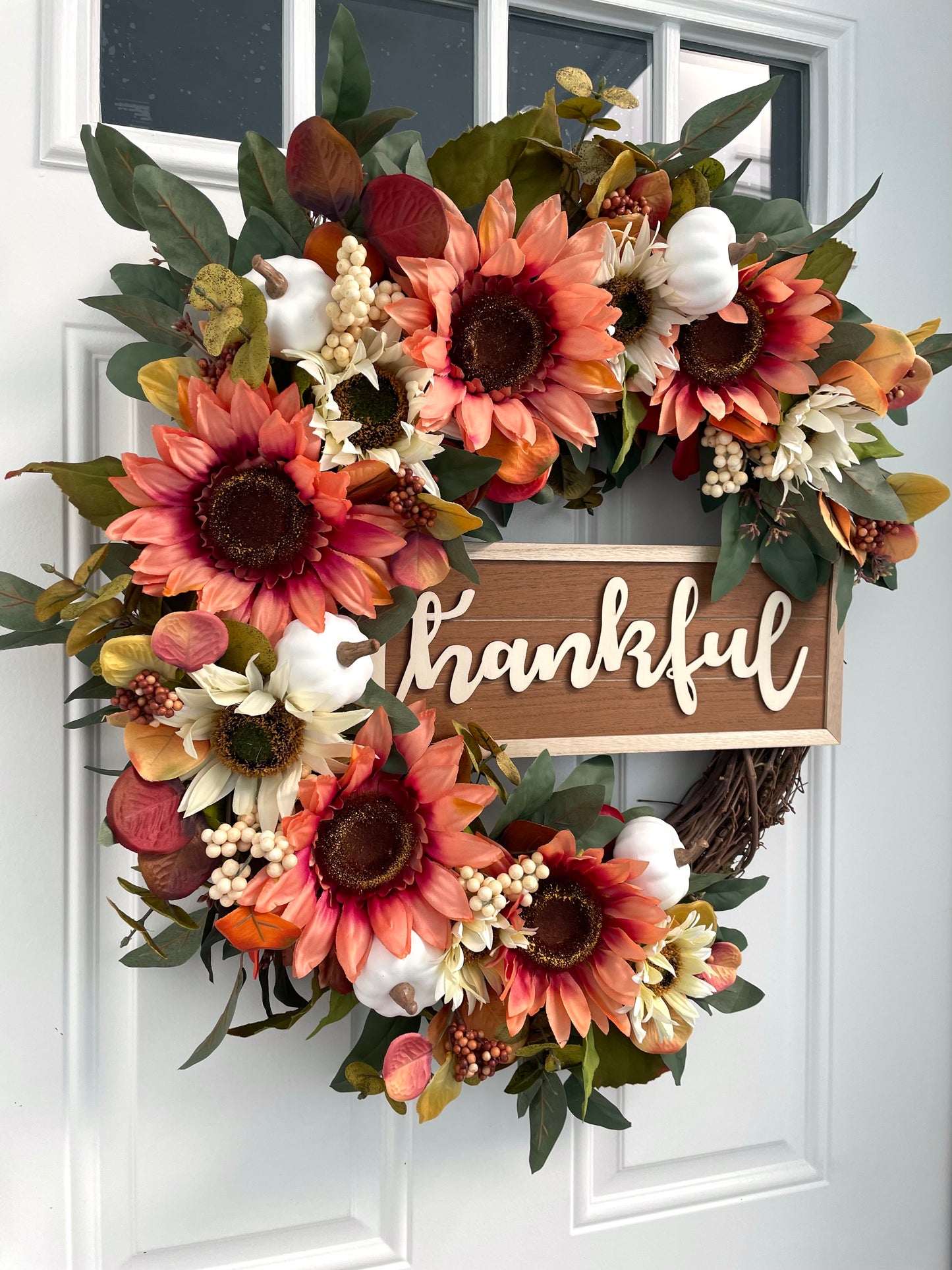 Sunflower Eucalyptus Thankful Fall Wreath