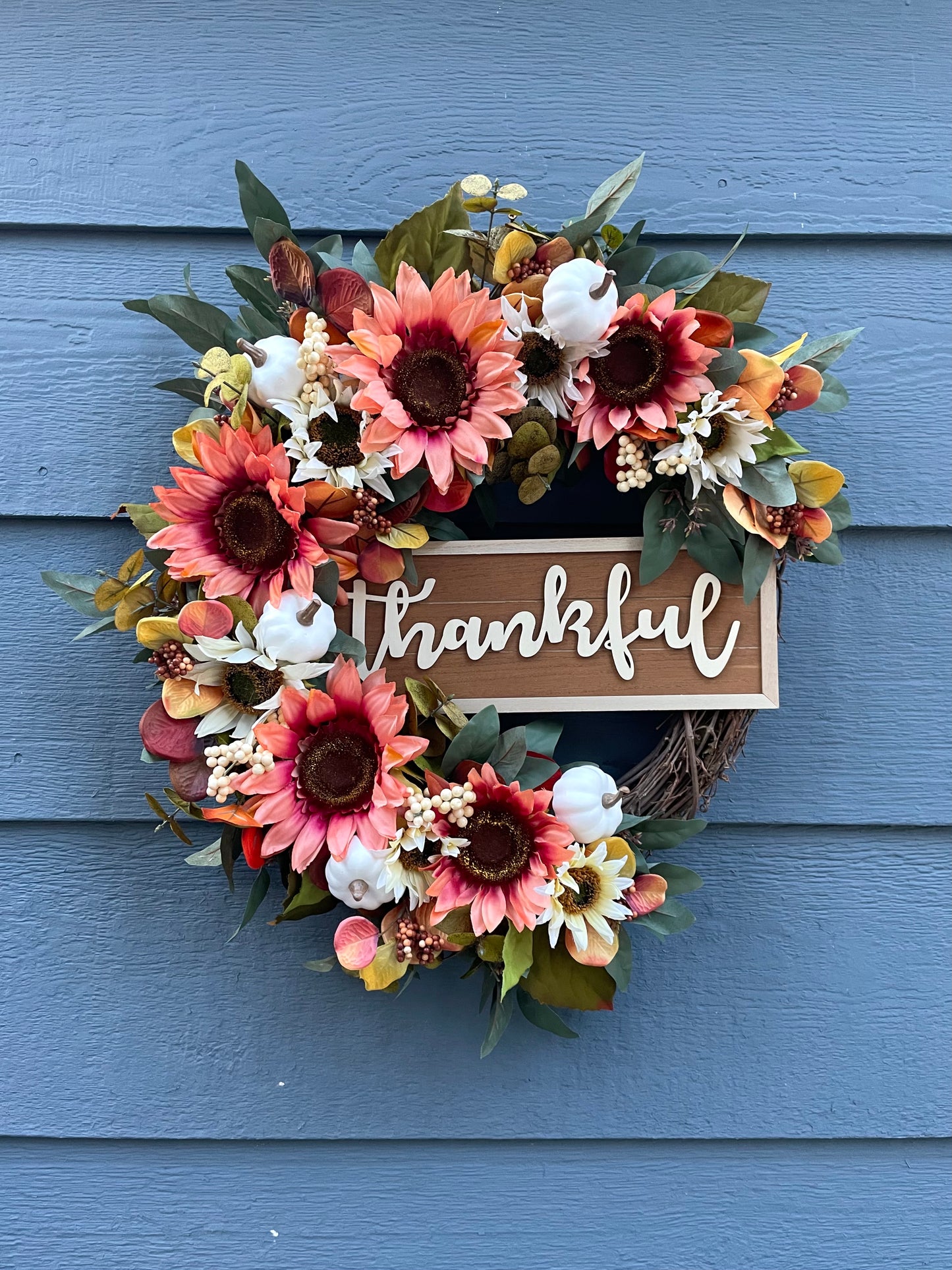 Sunflower Eucalyptus Thankful Fall Wreath