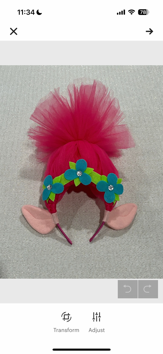 trolls headband, trolls crown, pink troll headband, trolls hair, easter headband, pink trolls hair, poppy headband, trolls birthday