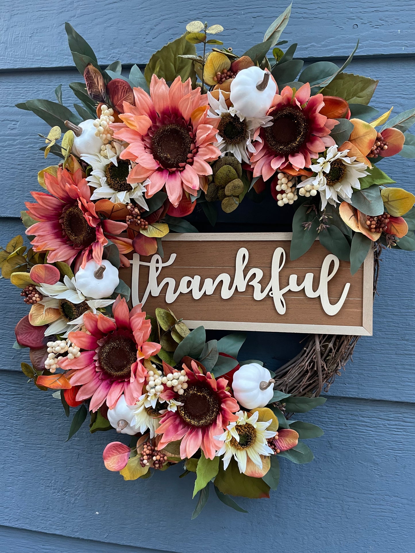 Sunflower Eucalyptus Thankful Fall Wreath