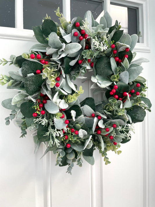 Red Berry Eucalyptus Winter Wreath