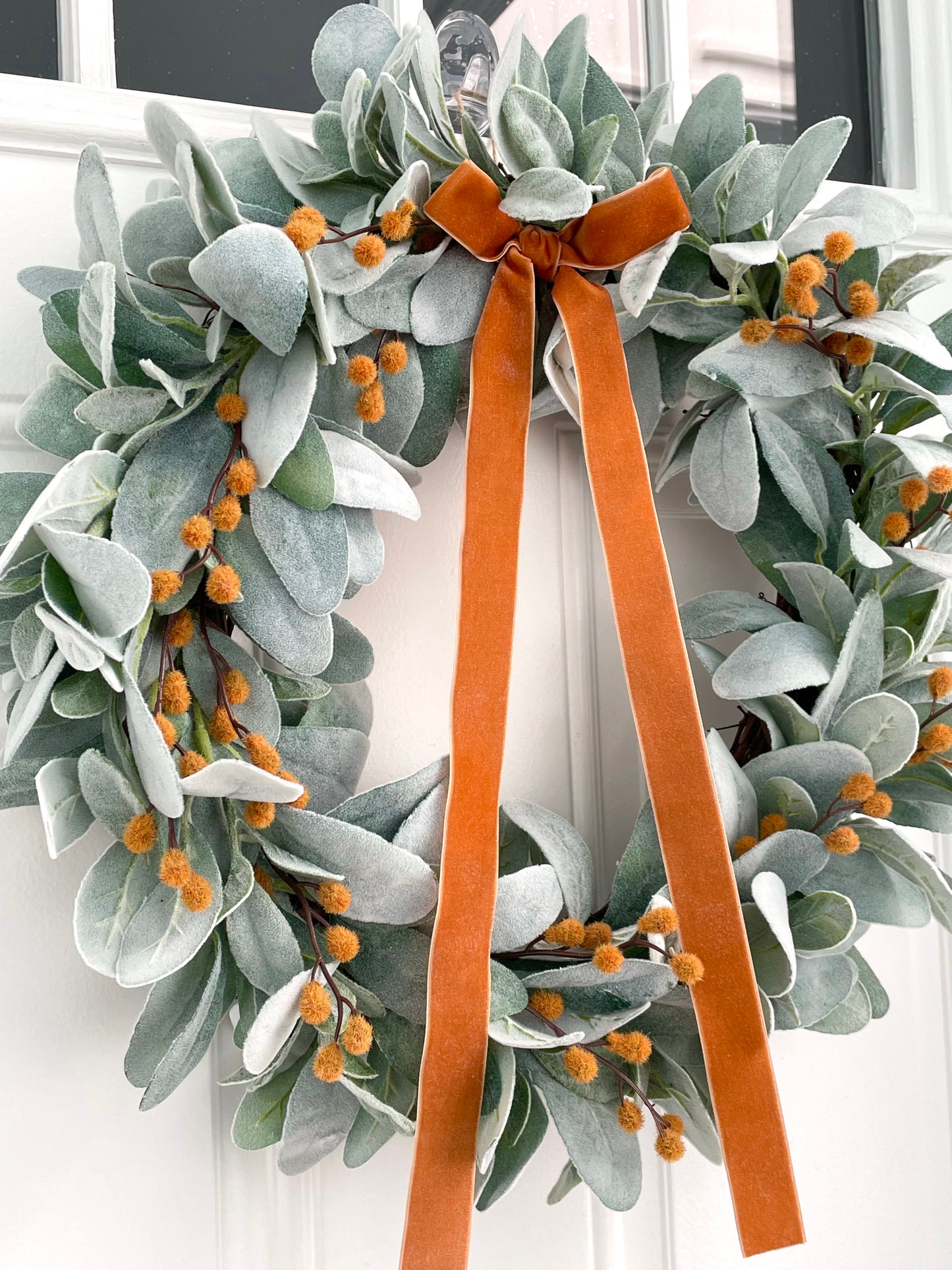 Fall Pumpkin Spice Lambs Ear Wreath