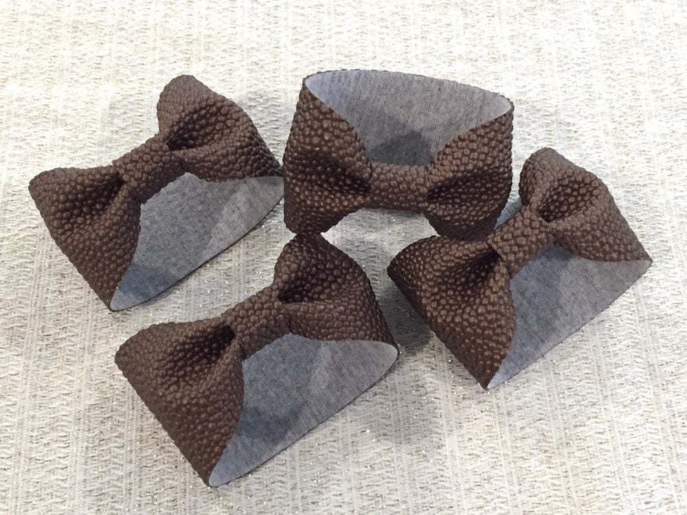 bow napkin ring, faux leather napkin ring, brown napkin ring, fall napkin ring