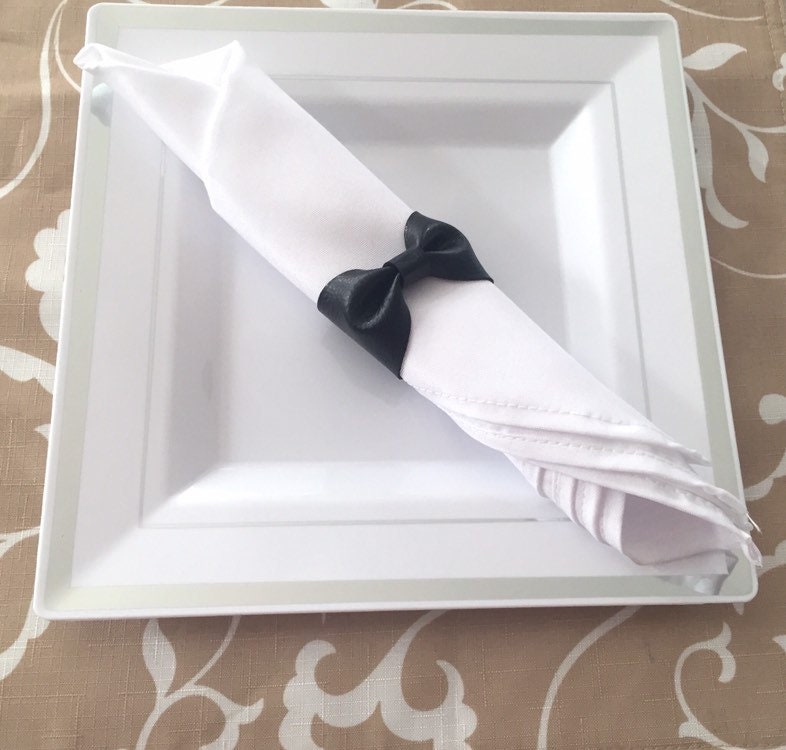 black napkin ring, bow napkin ring, faux leather napkin ring, black napkin holder, fall napkin ring, Christmas napkin ring