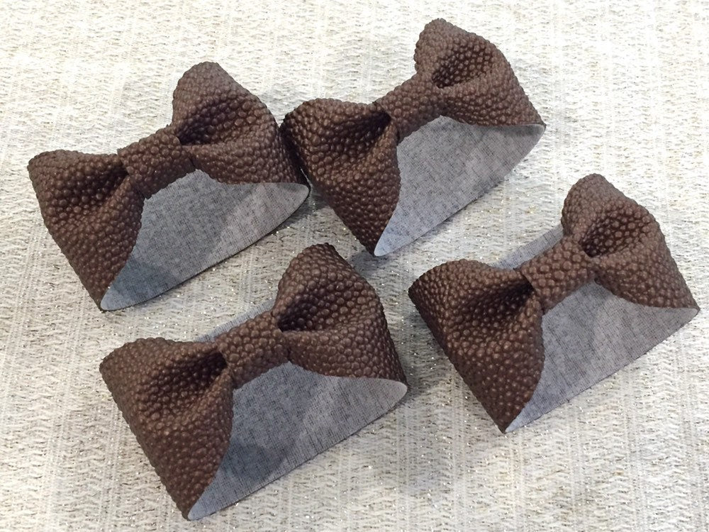 bow napkin ring, faux leather napkin ring, brown napkin ring, fall napkin ring