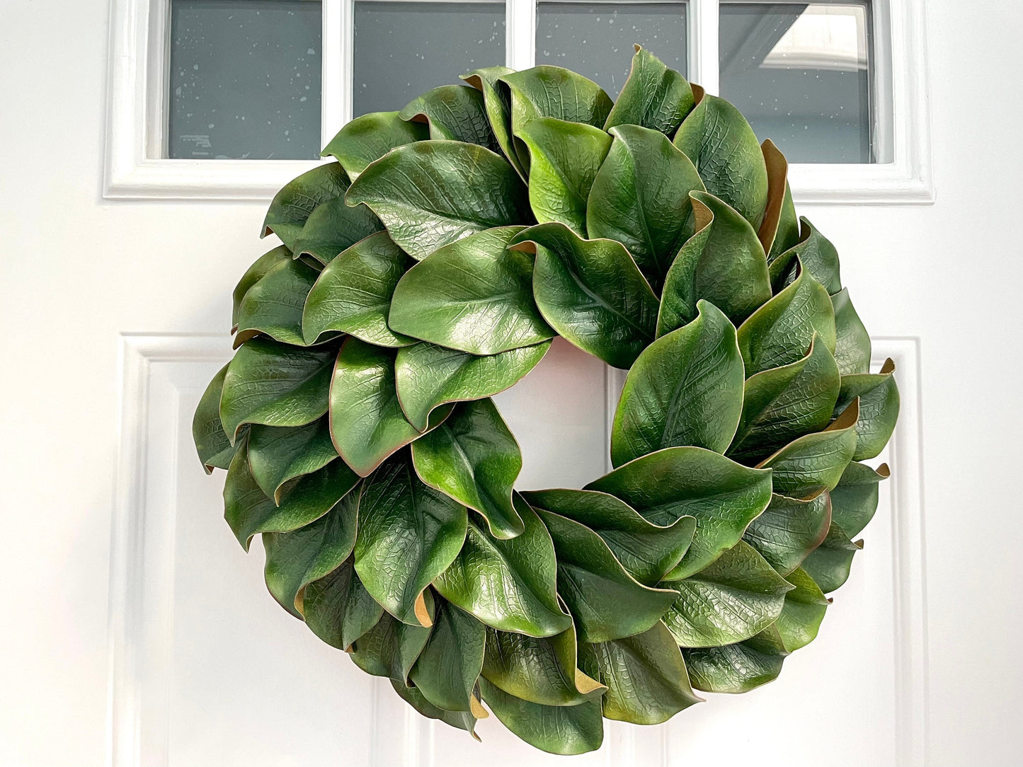 magnolia leaf wreath, year round wreath, greenery wreath, modern farmhouse wreath, spring summer wreath, everyday wreath, minimalist wreath