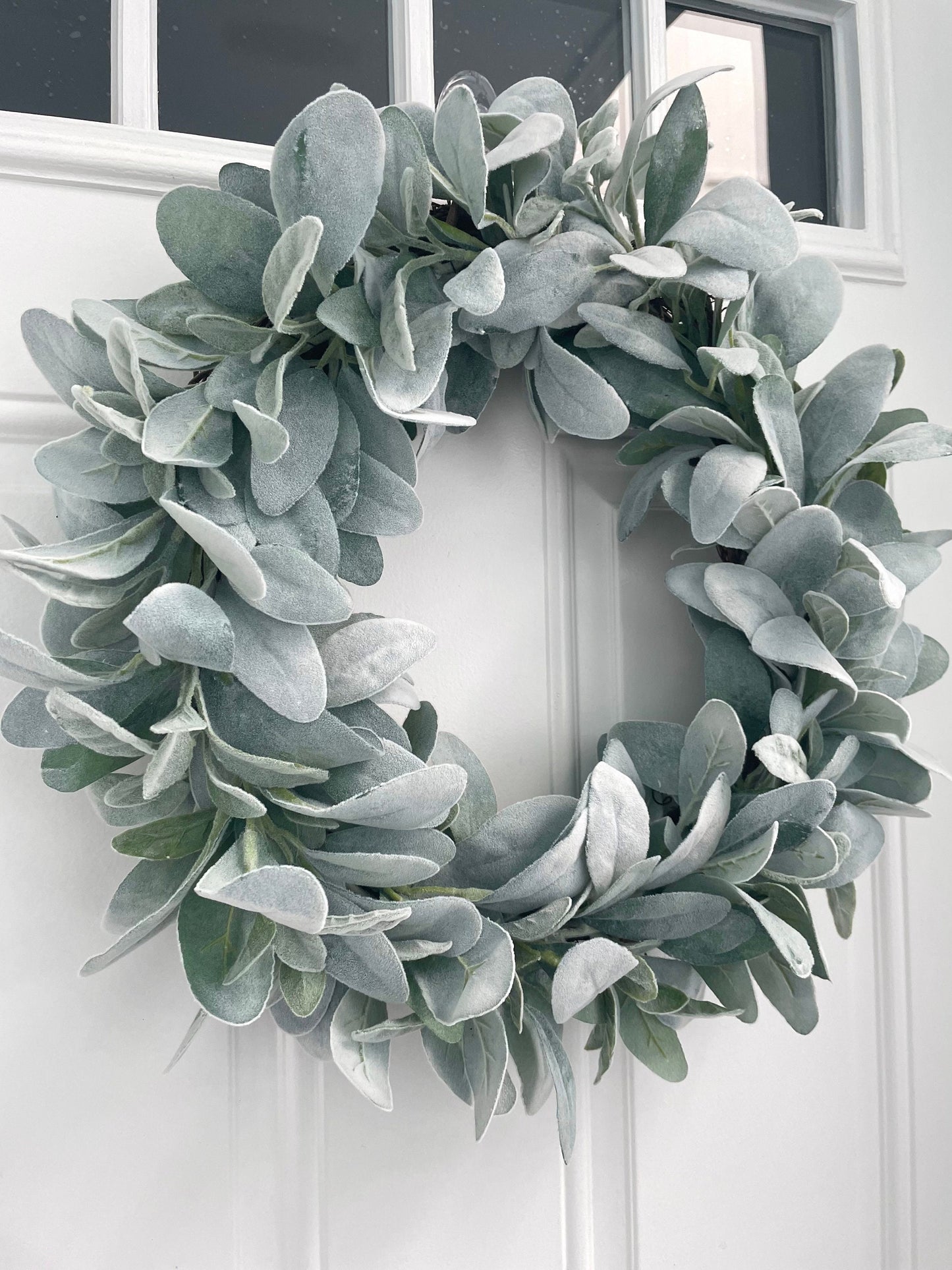 year round lambs ear wreath, farmhouse wreath, summer wreath, lambs ear fall wreath, greenery wreath, lambs ear winter wreath, spring wreath